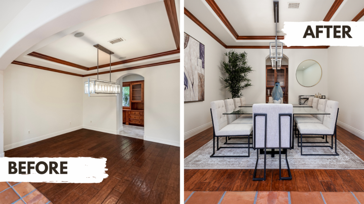 Dinning Room Before and After Home Staging at 2529 Red Arrow Drive