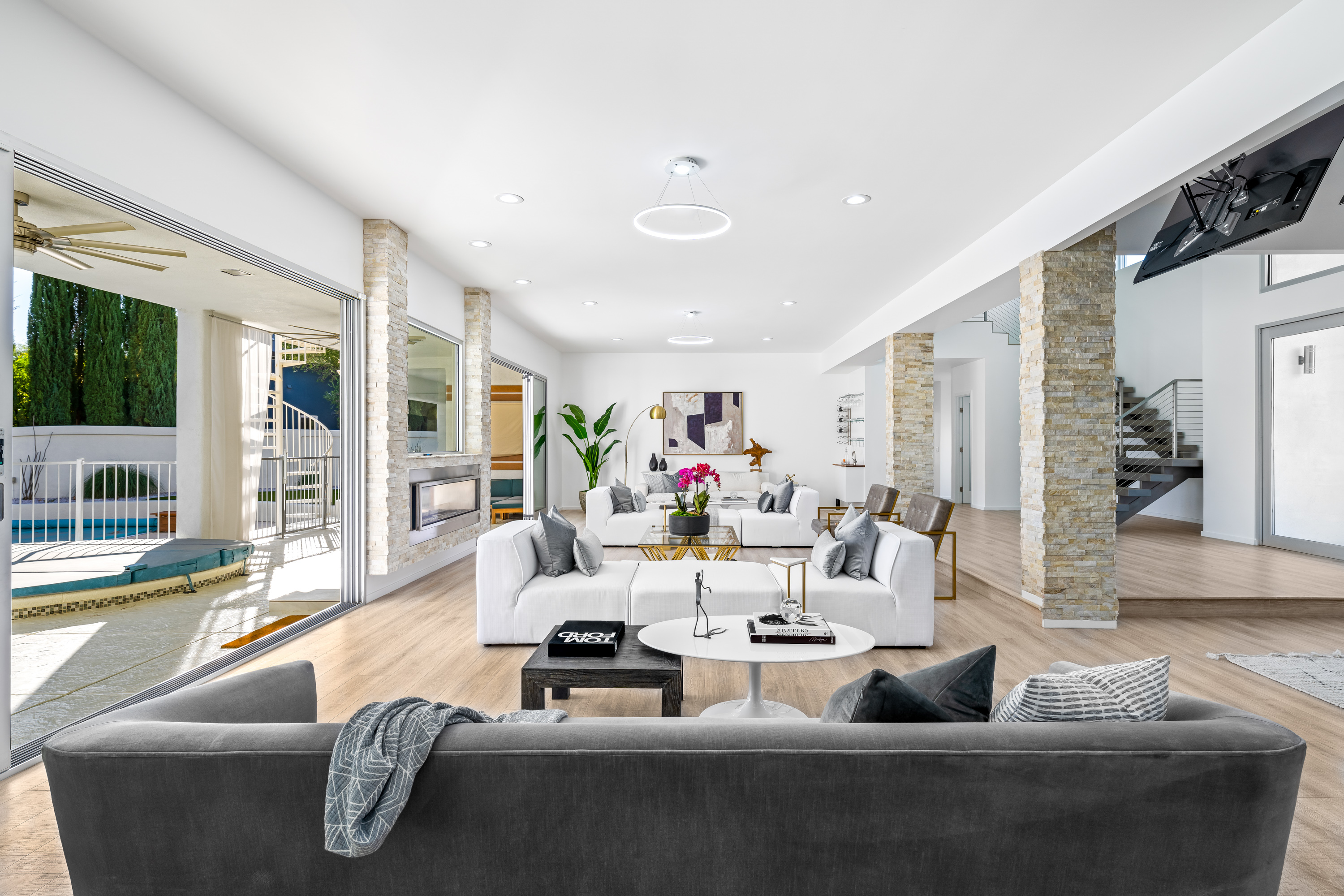Elegant staged living room in modern home