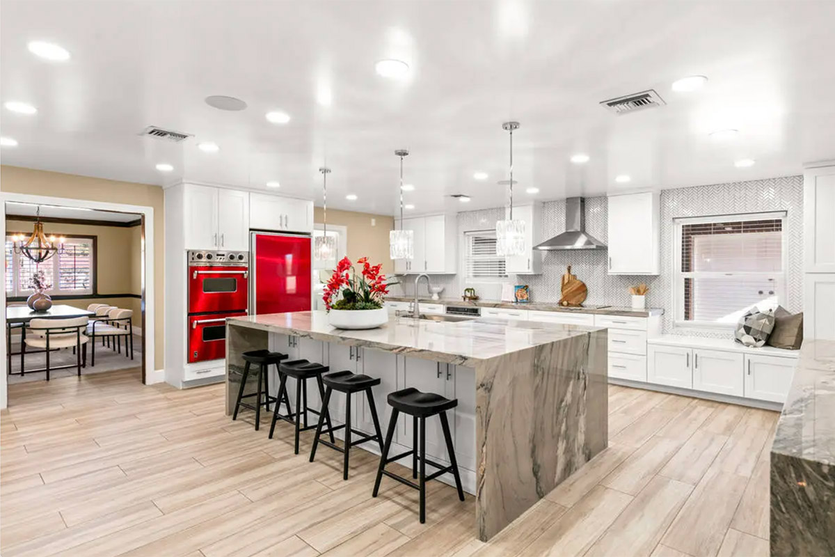 Artfully staged kitchen in Jerry Lewis' Las Vegas home, highlighting modern elegance.