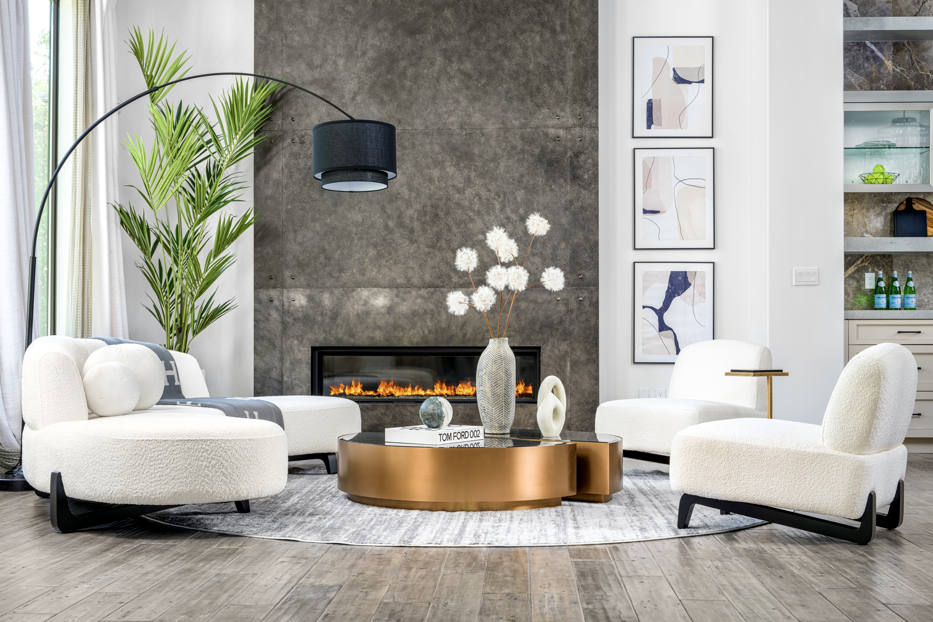 Elegant gold coffee table as a statement piece in a modern Las Vegas home